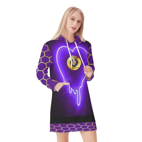 Purple Hearts Hoodie Dress