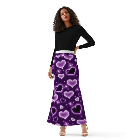 Purple Hearts Long Skirt