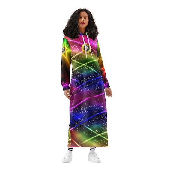 Ultramega ColoRush Hoodie Dress | Colorful Oversized Sweatshirt Dress | Bold Streetwear Fashion