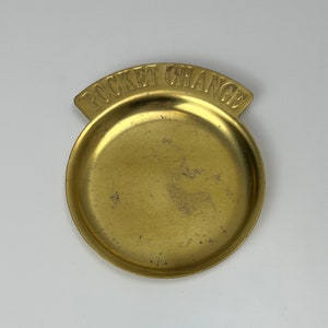 Vintage Solid Brass Pocket Change Tray, Coin Plate, Change Dish, 1970s, Taiwan, Console Table Styling, Collectible, Boho, Farmhouse, Gift