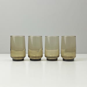 Vintage Smoked Dominion Glasses, Set of 4, 6oz, Tawny Accent, 3.5”, Midcentury Modern, MCM, Boho, Bar Cart Styling, Aperitif, Digestif, Gift