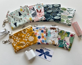 small coin purse. earbud case. card holder. Coin pouch. 5x3.5. Purse organizer. Small zipper pouch