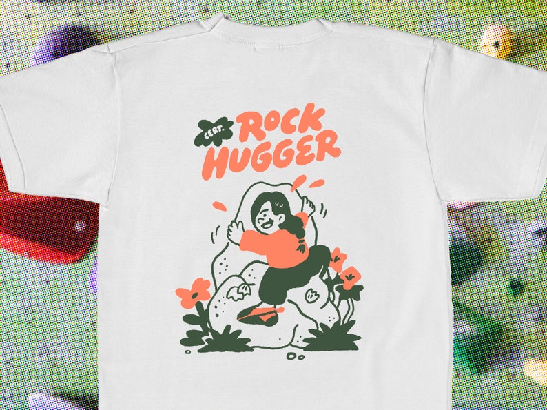 Rock Hugger Boulder Screen-Printed T-Shirt, Climbing Shirt, Rock Climbing Shirt, Gift For Climber, Bouldering Shirt image 2