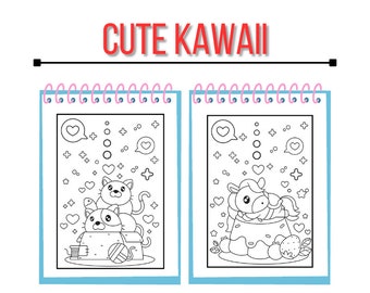 35 Cute Kawaii Coloring Pages book for kids and adults , Instant download, digital download, Printable, coloring pages,