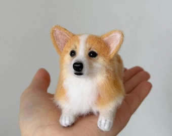 3Inches Mini Decor,Needle Felted Dog,Customise Figurine,Felt Pets,Wool,Housewarming Gift,Dog Memorial,Pet Replic,Corgi,Pet Lovers