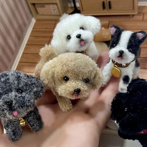 Dollhouse Miniature Accessory: Pet Craft Mini Dog Plush Toy, Stuffed Puppy for Toy Crafts,Mini Decor, Mini dog, Gift for kids,