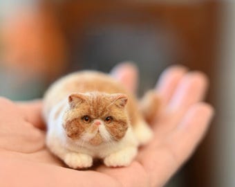 Custom Needle Felted Cat Sculpture, Personalized Pet Portrait, Father's Day gift