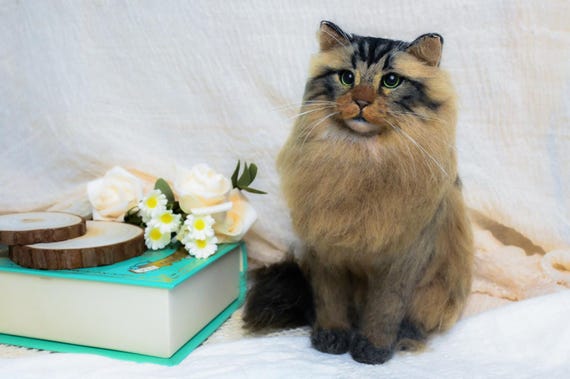 Custom Needle Felted Cat Sculpture, Pet Memorial Christmas Xmas Thanksgiving Gift, Father's Day gift