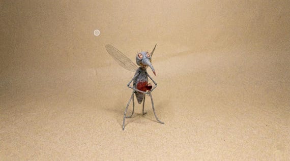Handmade Felted "Just Fed" Mosquito Figurine | Funny Anthropomorphic Insect Art | Quirky Bug Decor & Gift