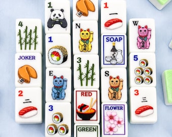 Fichas de Mahjong con temática de sushi (152 fichas)
