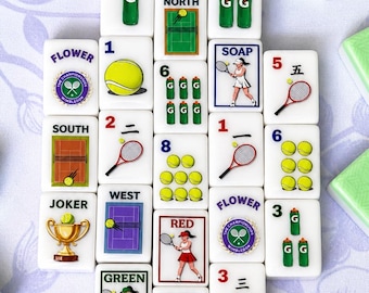 Tennis Mahjong Fliesenset, benutzerdefiniertes illustriertes Design (152 Fliesen)