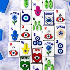 Mahjong-brickor med onda ögon-tema (152 brickor)