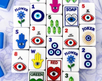 Fichas de Mahjong con temática del mal de ojo (152 fichas)