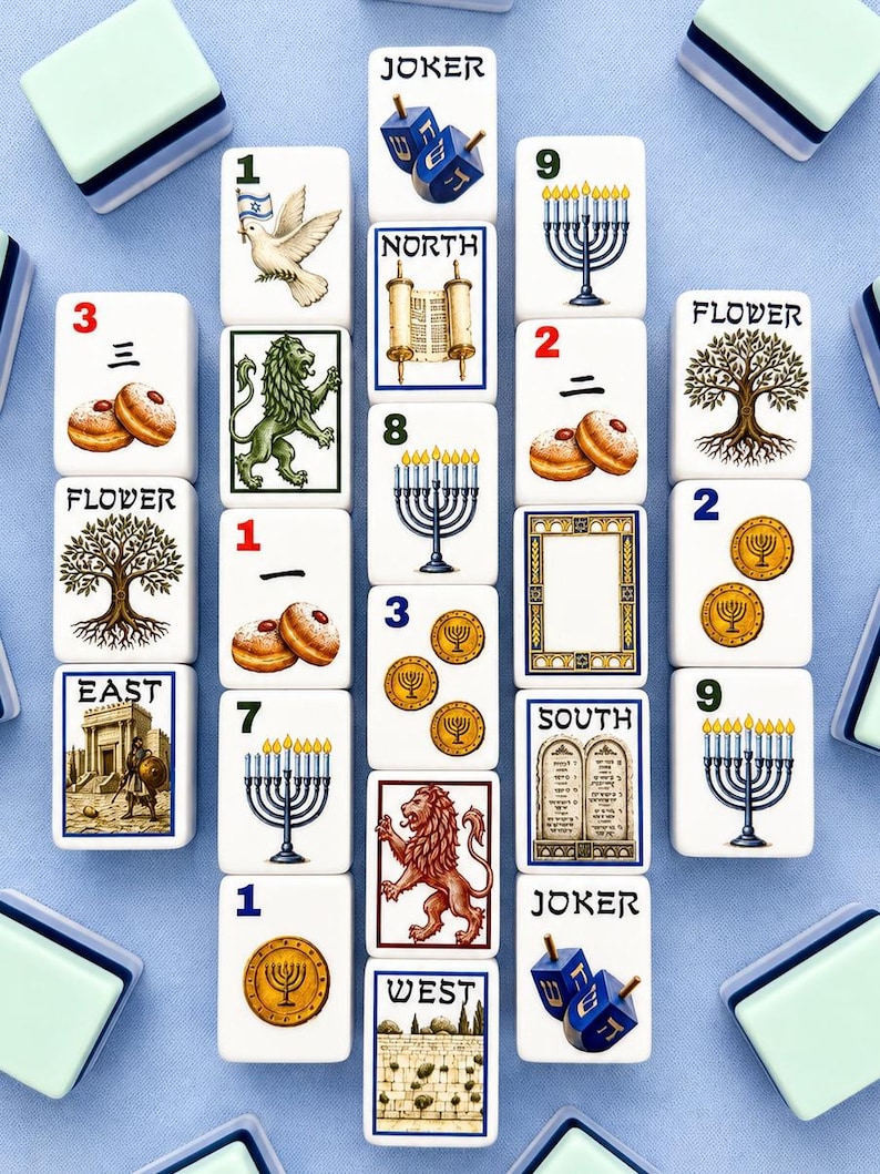 Hanukkah-Themed Mahjong Set (160 Tiles)