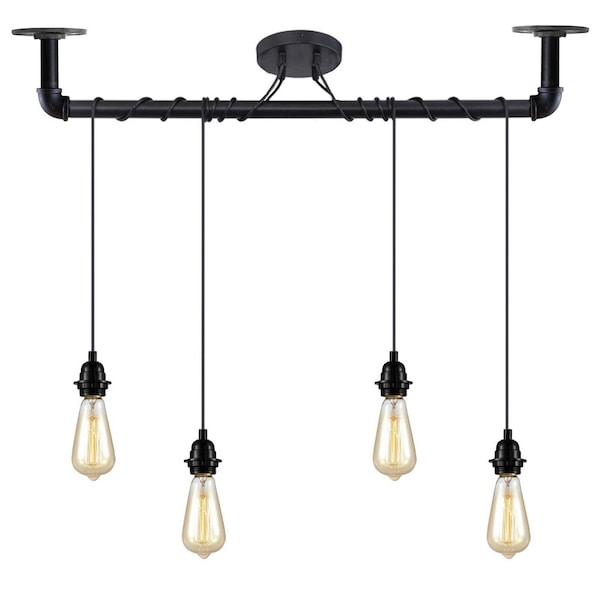 Lampe pendante industrielle de tuyau en métal noir lustre de lumière de celling de tuyau en métal pour la décoration à la maison
