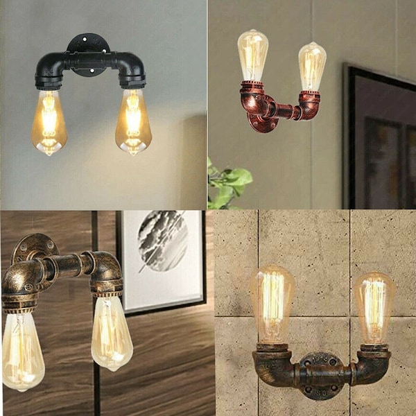 Vintage Retro Industrial Wall Light Water Pipe Wall Lamp Steampunk Wall Sconces Indoor Lighting for Farmhouse, Bar, Restaurant and Café