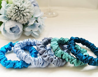 Zijden scrunchies | Satijn Scrunchy | Zijden magere scrunchies | Zijden magere haarelastiekjes | Magere scrunchiespakket | Moerbeizijde | Zijden haarband