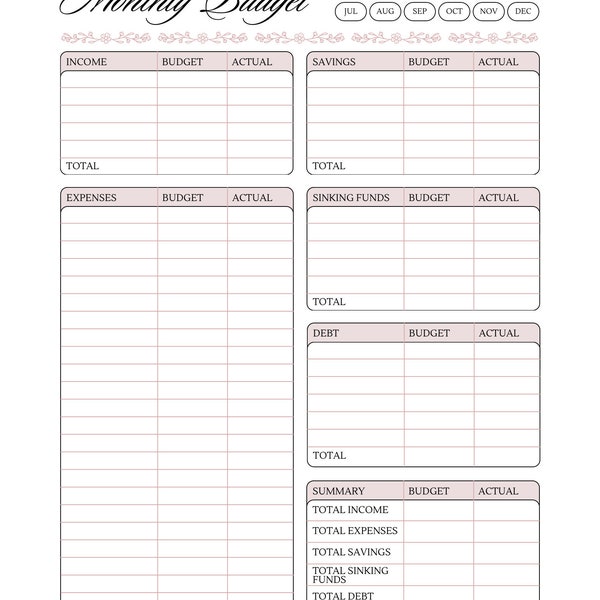 cash savings tracker, monthly budget