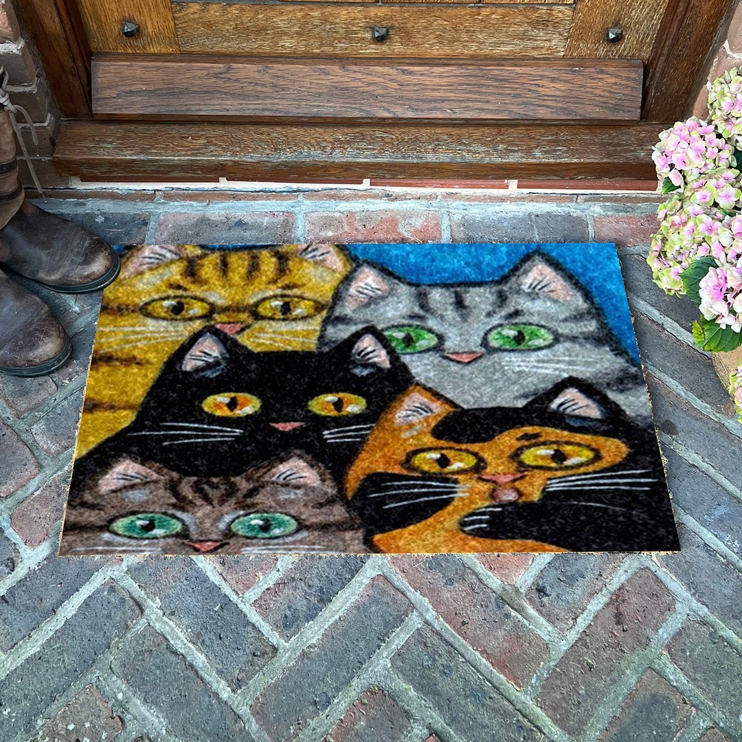 Cat Art Doormat Funny Doormat Love Cat Doormat Home Decor Etsy