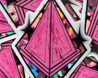 Pegatina holográfica de cabeza geométrica