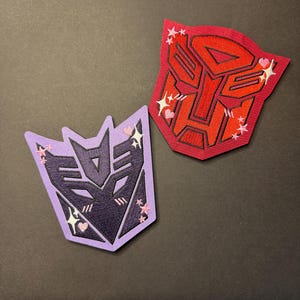 Red and Purple Robot Insignia Iron-On Patch