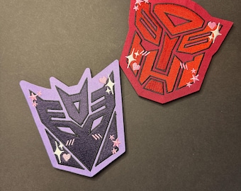 Parche de insignia de robot rojo y morado