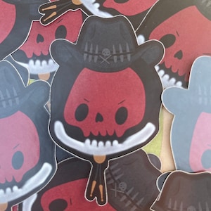 CLEARANCE !! Cowboy Skull Chibi Sticker