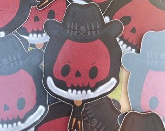 ¡¡LIQUIDACIÓN!! Pegatina chibi de calavera de vaquero