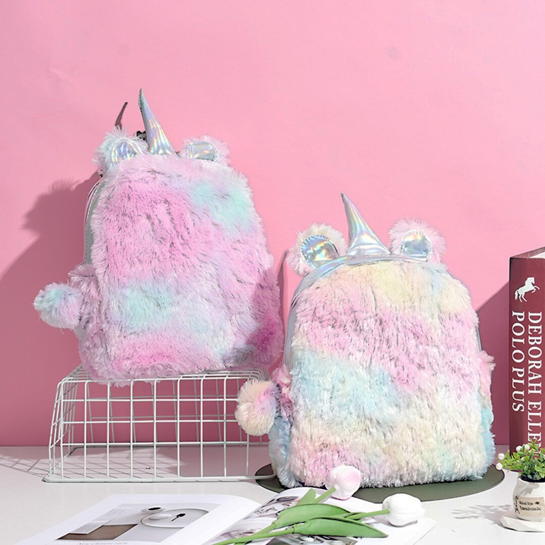 Rainbow Stuffed Cute Unicorn Backpack Stuffed Backpack Etsy