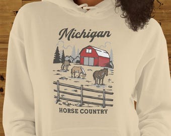 Michigan Horse Country - Unisex Hoodie in 5 Colors and Sizes S-3XL