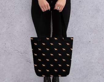 Patrón de caballo del fiordo noruego - Bolso tote en negro