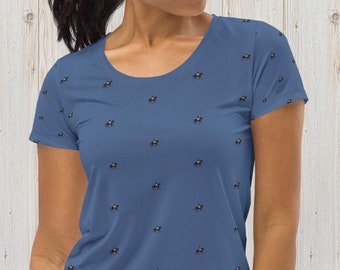 Equestrian / Dressage Horseback Rider Print - Women's Athletic T-shirt in Blue and Sizes XS-3XL