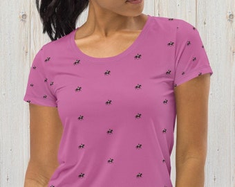 Equestrian / Dressage Horseback Rider Print - Women's Athletic T-shirt in Pink and Sizes XS-3XL