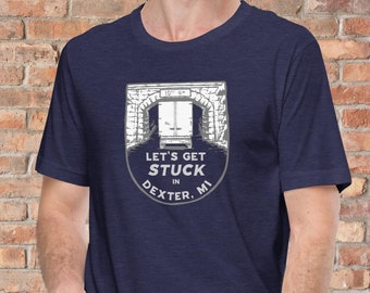 Stuck Under Bridge in Dexter Michigan - Unisex T-shirt in 9 Shirt Colors and Sizes S-4XL