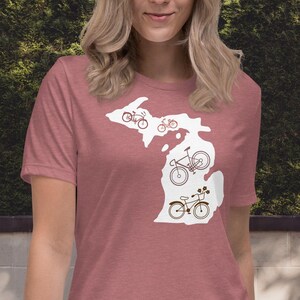 "Michigan Fahrrad Design - Frauen T-Shirt in mehreren Farben und erweiterten Größen"