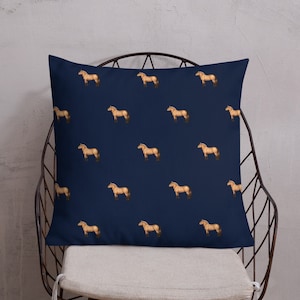 Norwegian Fjord Horse - Premium Pillows in Navy Blue (3 Sizes)