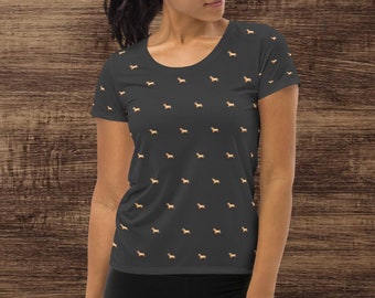 Patrón de caballo del fiordo noruego - Camiseta deportiva para mujer en gris acero oscuro y tallas XS-3XL