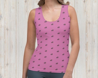 Equestrian / Dressage Horseback Rider Print - Athletic Tank Top in Pink and Sizes XS-XL
