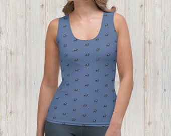 Equestrian / Dressage Horseback Rider Print - Athletic Tank Top in Blue and Sizes XS-XL