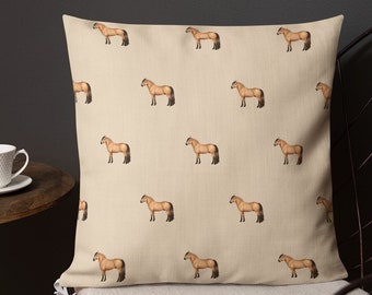 Norwegian Fjord Horse - Throw Pillows in Champagne Tan (3 Sizes Available)