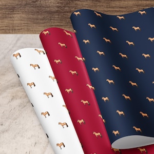 Norwegisches Fjordpferd Muster - Geschenkpapierbogen Set von 3 Farben