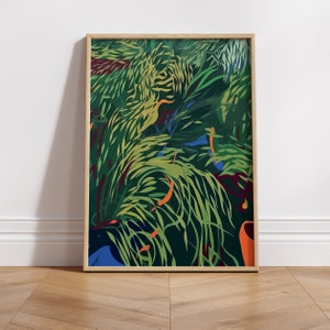 緑の抽象画プリント - 植物愛好家のためのマティス風ウォールアート
