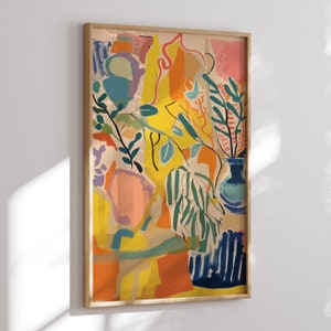 Orange Floral Abstract Art Poster - Henri Matisse Inspired Painting