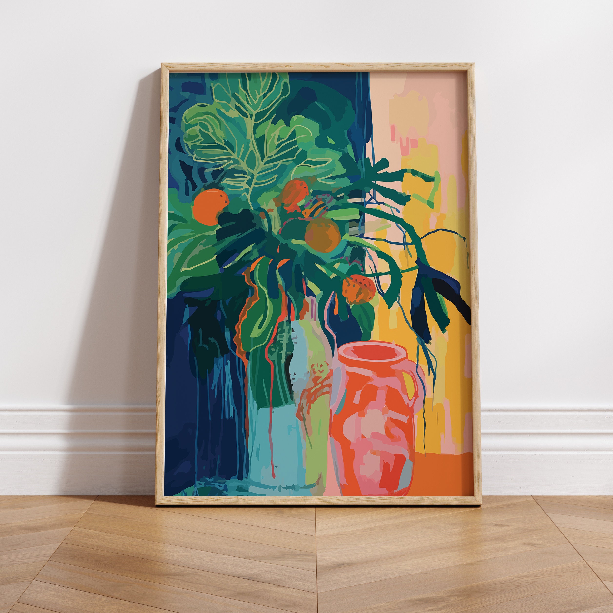 Green and Orange Abstract Art Print - Contemporary Painting Inspired by ...