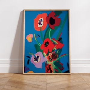 Mohn rote Blumen abstrakte Kunst Poster - Henri Matisse inspiriert, einzigartige Wohnkultur