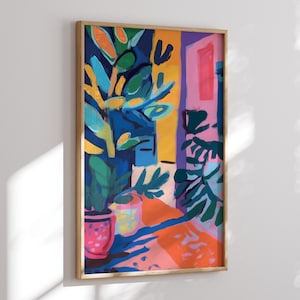Vibrant Physical Flowers Illustration Poster - Abstract Painting in the style of Henri Matisse, Great New Home Gift
