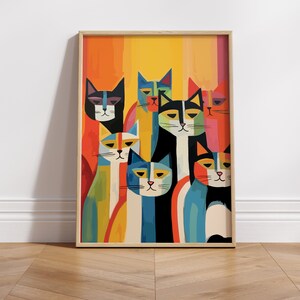 抽象的な猫のアートプリント - アンリ・マティスにインスパイアされた印象派の絵画、動物愛好家へのユニークなギフト