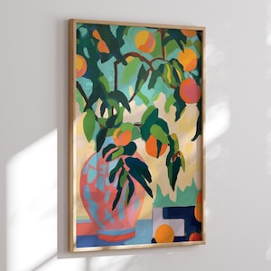 Orangenbaum Abstraktes Poster - Henri Matisse inspirierte Kunst, einzigartiges Geschenk für Pflanzenliebhaber