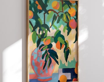 Orange Tree Abstract Poster - Henri Matisse Inspired Art, Unique Gift for Plant Lovers