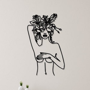 Line Wall Art, Female Bathroom Metal Wall Decor, Metal Wall Art, Minimalist Line Art, Woman Body Wire Art, Housewarming Gift, Wall Hangings